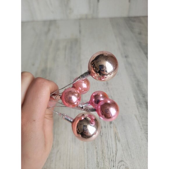 Vintage Mercury pink ball branch pick ornament glass Xmas - Picture 12 of 12